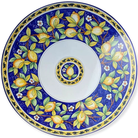 Lemons and Flowers Blue Round Table (6 sizes available)