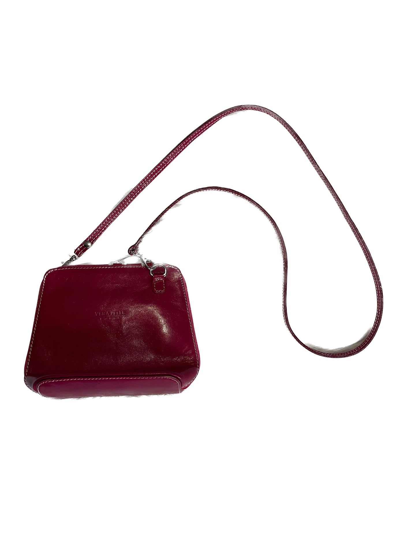 VERA PELLE Fuchsia Leather Cross-Body Bag