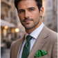 Italian Silk Pocket Square – Green Polka Dot