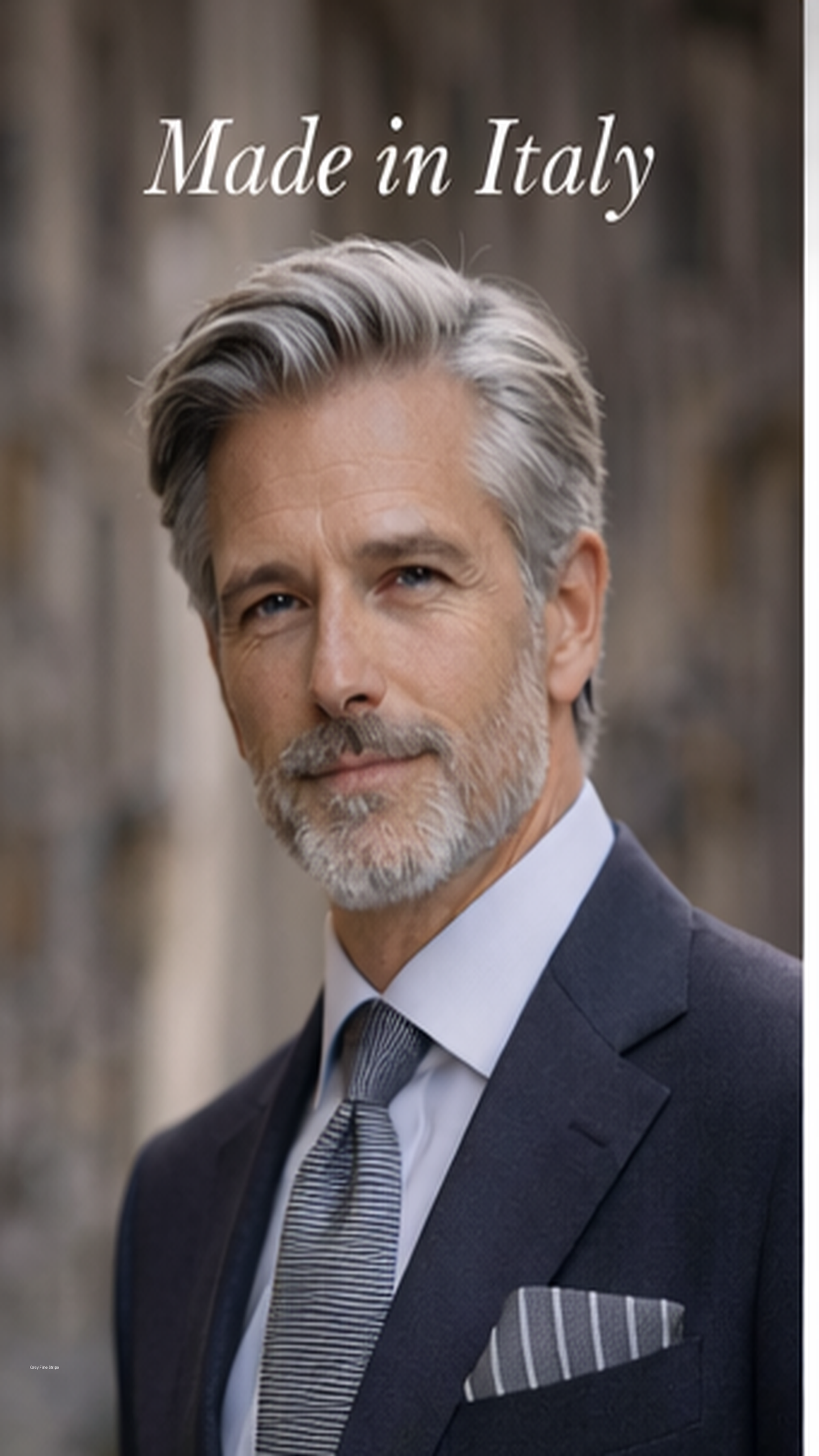 Italian Silk Pocket Square – Grey Fine Stripe