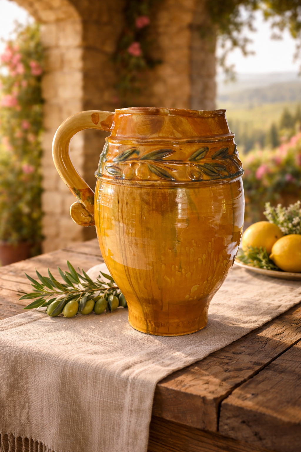 Majolica Terra Cotta Pitcher