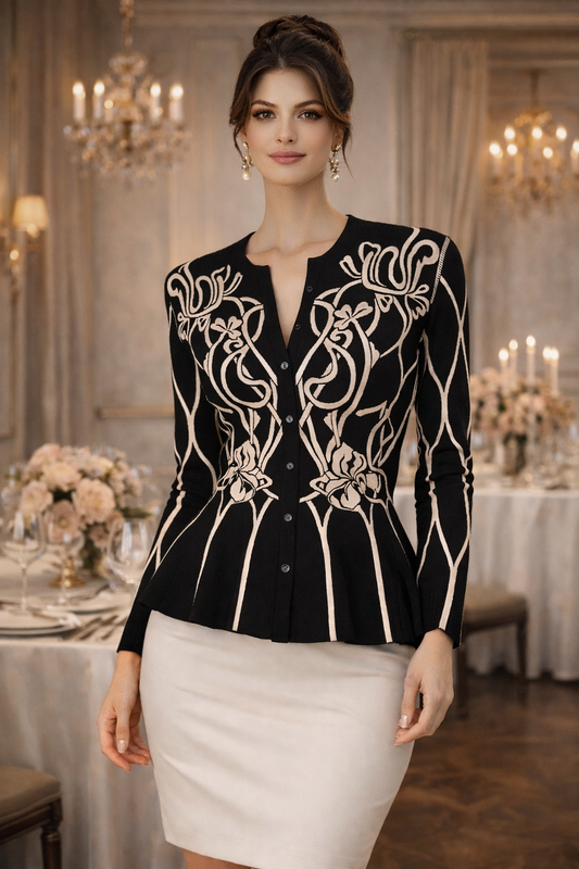Alexander McQueen Peplum Intarsia Cardigan