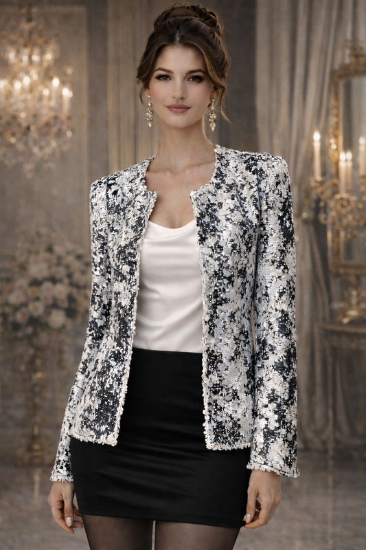 SEN Milan Sequin Jacket – Black & White
