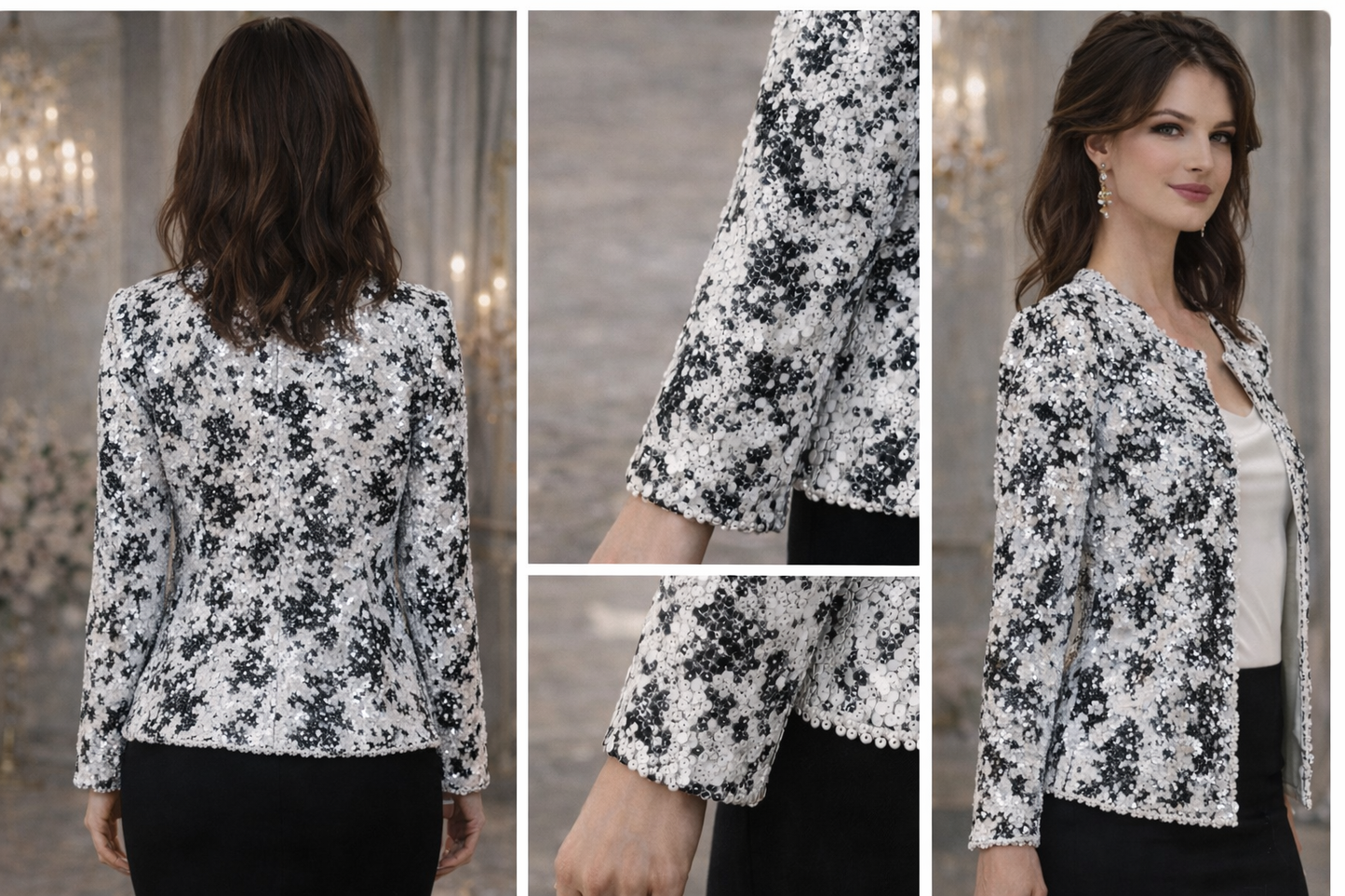 SEN Milan Sequin Jacket – Black & White