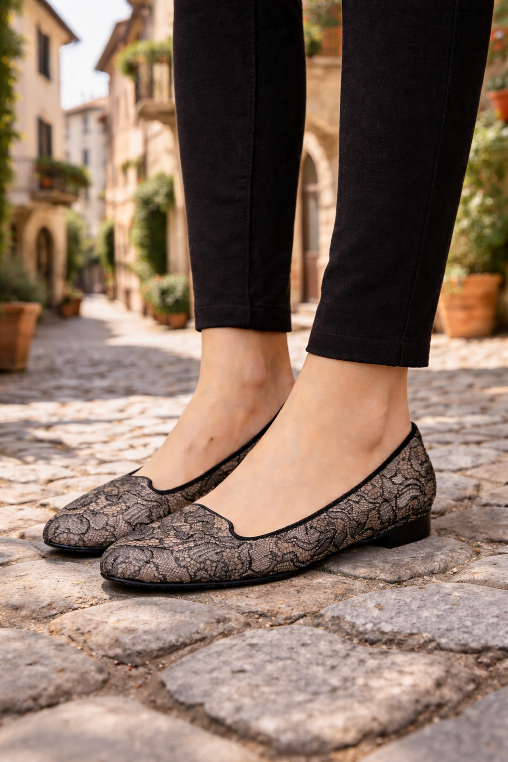 Valentino Garavani Caviar Crystal Lace Smoking Slippers