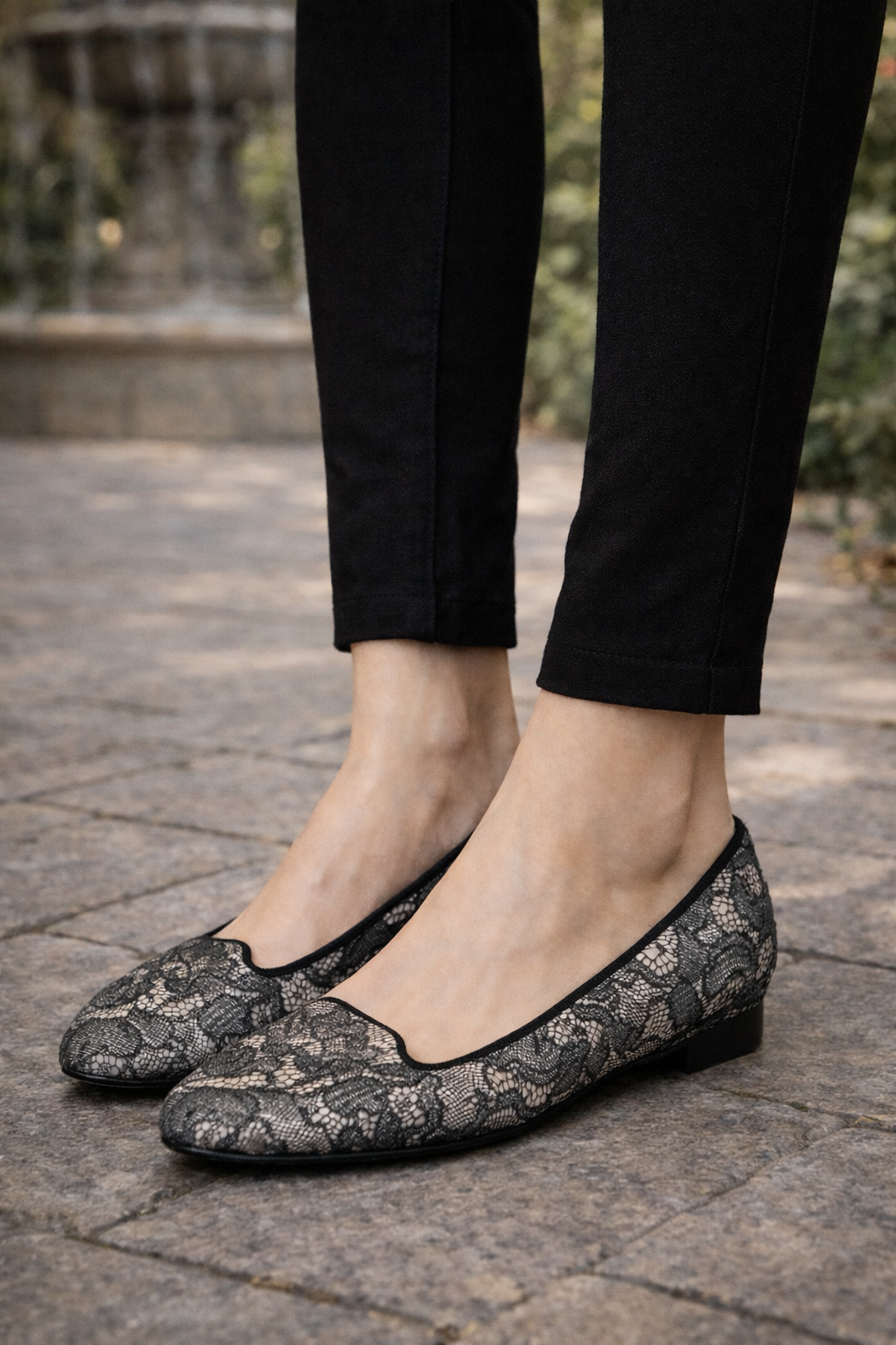Valentino Garavani Caviar Crystal Lace Smoking Slippers