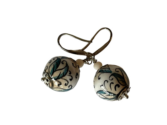 Linea LUXURY Blue and Tan Swirl Round Earrings