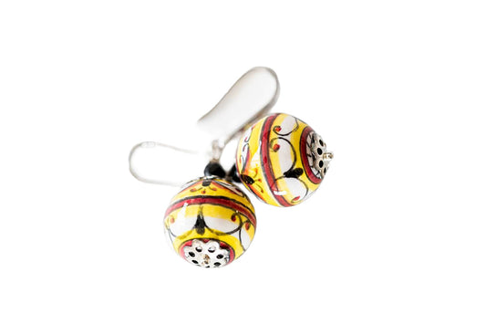 Linea LUXURY Yellow and Black Swirl Round Earrings