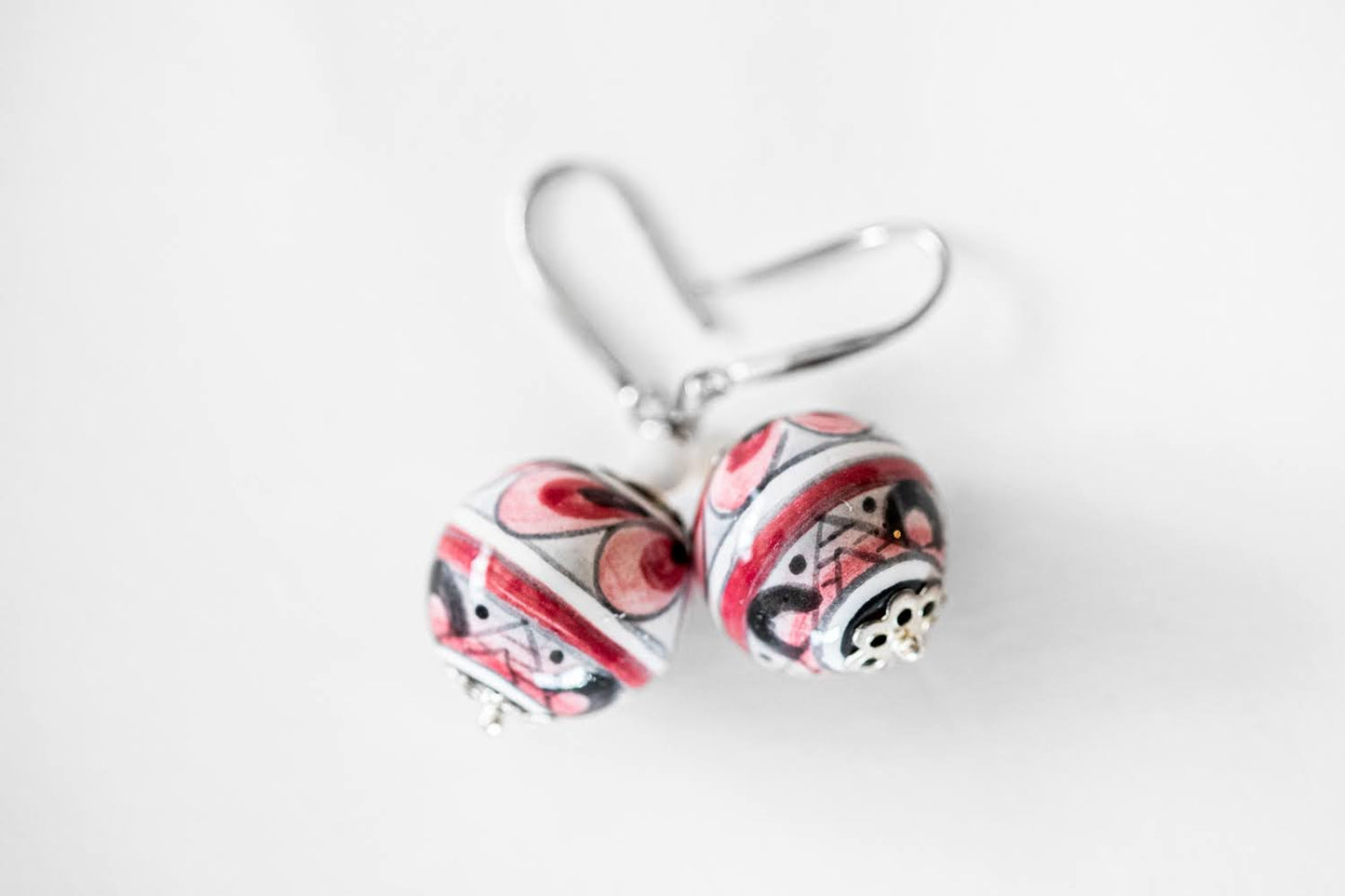 Linea LUXURY Pink and Gray Swirl Round Earrings