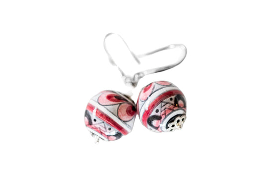 Linea LUXURY Pink and Gray Swirl Round Earrings