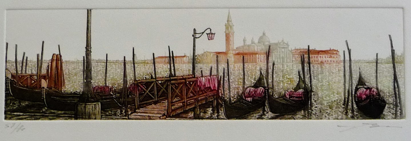 Venice, Italy, Gondolas and Basilica di Santa Maria della Salute on Canal Grande