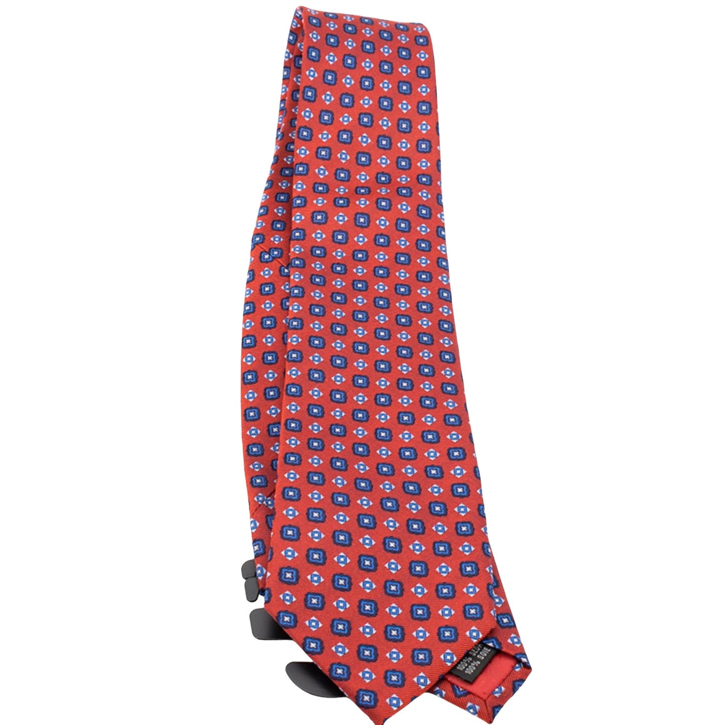 100% Silk Red with Blue Dots Silk Tie