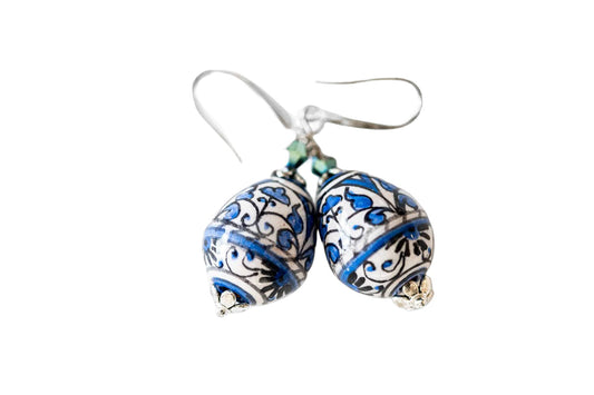 Linea LUXURY Blue and White Swirl Teardrop Earrings