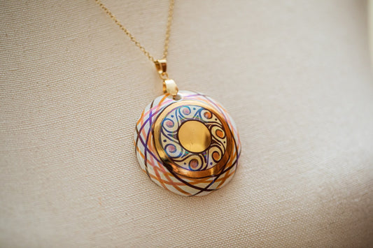 Linea LUXURY Gold and Orange Large Round Necklace