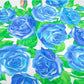 100% Pure Silk Blue Green Roses Scarf