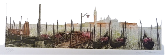 Venice, Italy, Gondolas and Basilica di Santa Maria della Salute on Canal Grande
